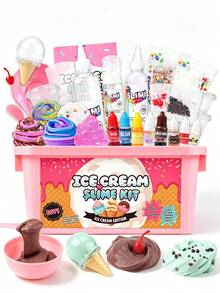 MINKOJA Set Mainan Pembuat Es Krim, Set Slime, Set Mainan Tanah Liat, Mainan Penghilang Stres, Pilihan Hadiah, Aktivitas Pesta, Mainan DIY Kreatif, Dekorasi, Ornamen, Mainan Ekstrusi, Set Pembuat Slime Es Krim, Slime Awan Mentega dan Busa, Set Slime Es Krim DIY - MultiWarna - View 1