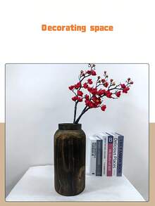 1PC Wooden Vase - Decorative Flower Vase For Home Decor, Rustic Farmhouse Style Centerpiece For Coffee Table Living Room Shelf - multicolor - View 2