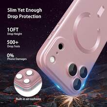 Teckwe Casing Ponsel - Produk Baru Casing Ponsel Magnetik Transparan Matte Mewah Kompatibel dengan iPhone 18 17 16 15 14 13 12 11 Pro Max Air, Dengan Bingkai Peredam Guncangan dan Penutup Pelindung Kamera, Menampilkan Tekstur Metalik Matte, Cat Metalik Tahan Benturan, Bingkai Lembut Pelindung Lensa, Penutup Tahan Guncangan - Berwarna merah muda - View 3