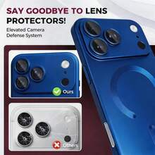 Teckwe 手機殼 - 新品上市奢華磨砂半透明磁吸手機殼，兼容 18 17 16 15 14 13 12 11 Pro Max Air，配備吸震框架與相機保護蓋，磨砂金屬質感，金屬漆耐磨，鏡頭保護軟框防震保護殼 - 藍色 - 查看 5