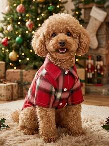 PETSIN Christmas Red And White Plaid Pet Shirt - Multicolor - View 3