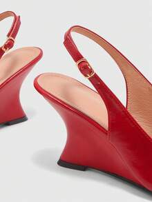 CUCCOO BIZCHIC Retro Red Pointed Wedge Heel Empty Shoes Women, Commuting Is Not Tired, Foot Closed Toe High Heels - Bordeaux - View 6