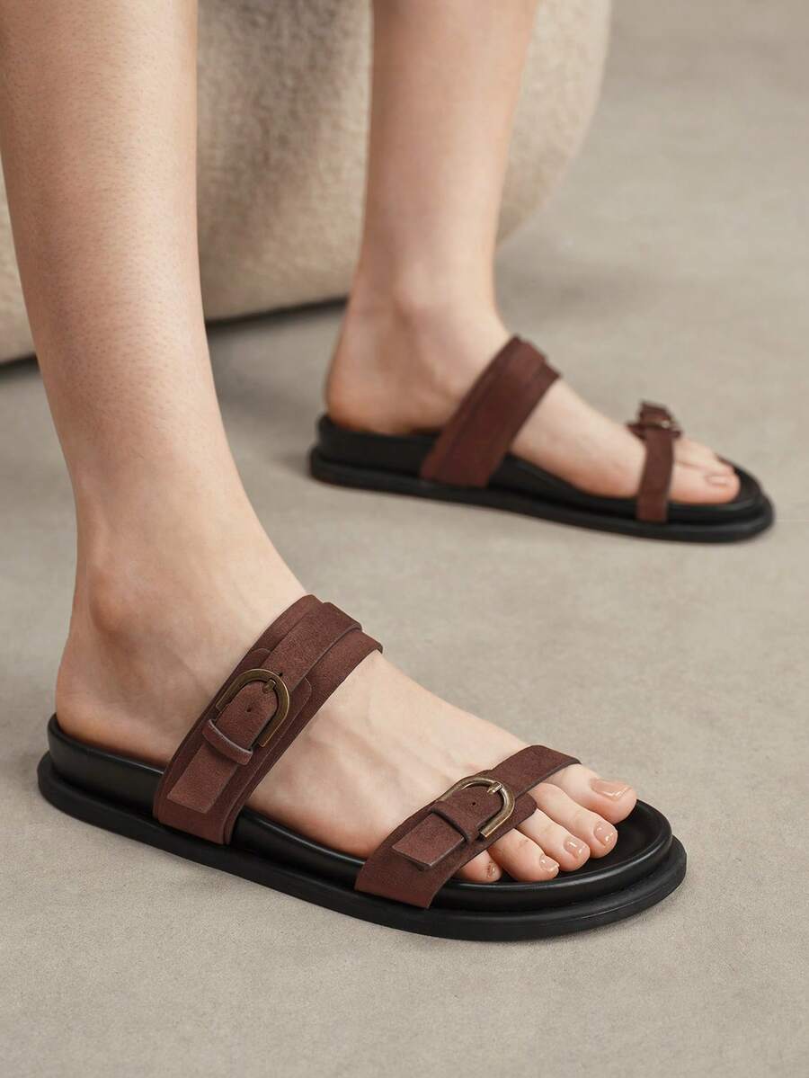 Solecia Sandal Datar Wanita Terbaru, Sandal Selop, Nyaman dan Kasual. - Coffee Brown - View 1