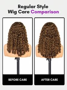 ALL READY WIG Wear Go 無膠富巧克力棕色捲髮 7x5 蕾絲封口假髮，預拔自然髮際線，180% 密度，18-24 英吋，柔軟彈力捲髮，易安裝，溫暖棕色，適合女性 - S5 - 查看 8