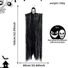 1 PC Halloween Decor Prop DIY Tassel Large Ghost Hanging Ornament, Ghost House Yard Atmosphere Decoration, Ghost Face Hanging Ghost Pendant - Ghost - View 12
