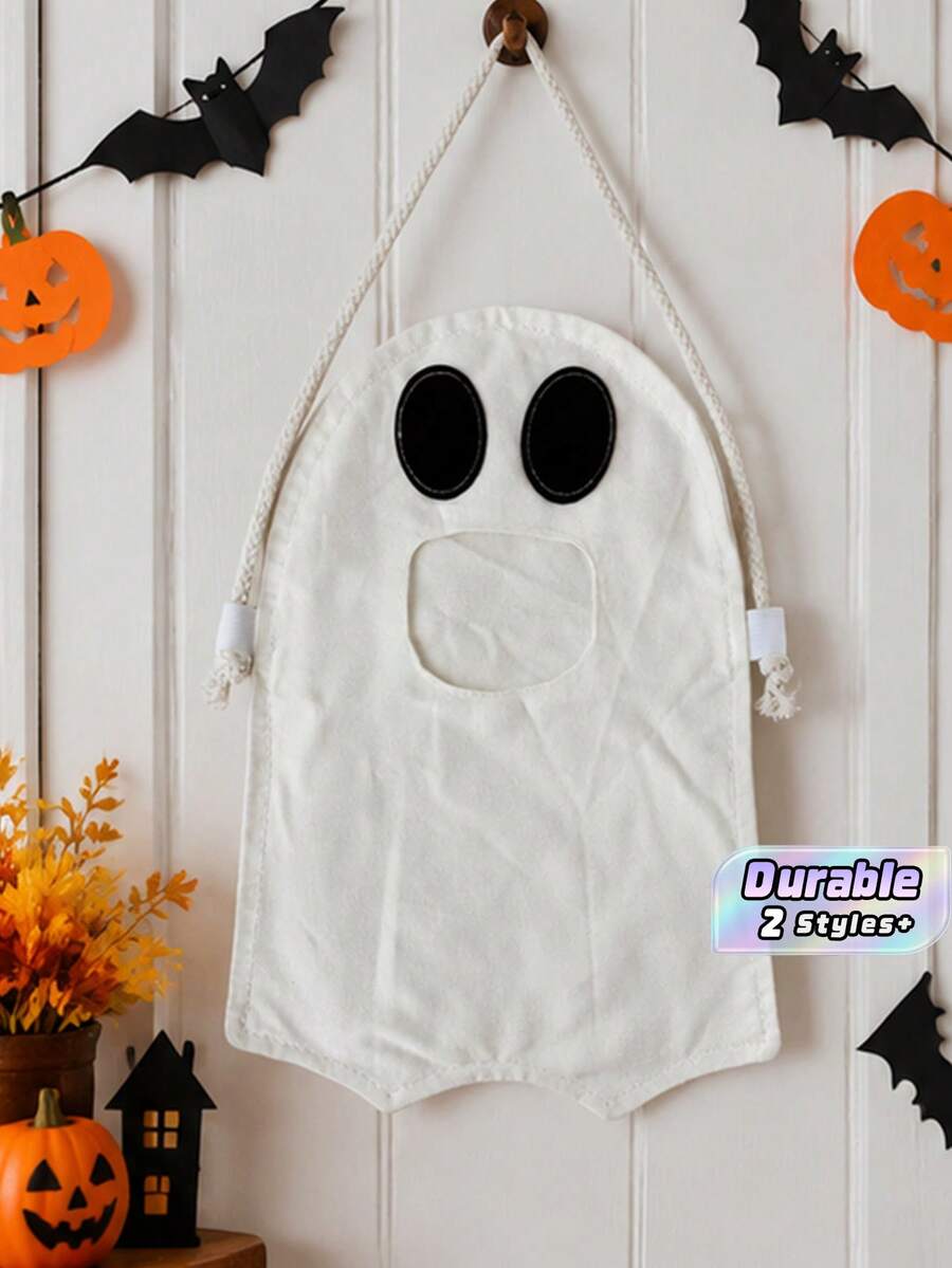 Halloween Ghost Drawstring Storage Bag, DIY Holiday Candy Favor Bag, Party Decor Prop - one size fits all - View 1
