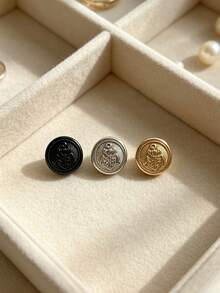 1 Pack 10 Pieces Round Metal Hand‑Sewn Buttons Navy Anchor Shaped British Style Decorative Fasteners For Shirts Sweaters Cardigans Outerwear Clothing Sewing Accessories - 10pcs - View 6