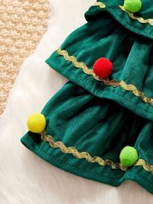 PETSIN 1pc Pet Clothing, Green Christmas Tree Dog Transformation Outfit, Multi-Layer Ruffled Skirt Cute Style Dress, Cat And Dog Universal Clothing, Suitable For Small Dogs To Wear At Holiday Parties, Christmas Photos, And Various Holiday Occasions - Green - View 6