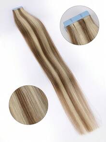 20pcs 50g Tape In Hair Extension, 100% Real Remy Human Hair Extension For Salon Silky Seamless Invisible Skin Weft Tape Ins,  For Thinning Hair Woman Natural Look  Can Be Reused ,For Fine Or Thin Hair ,Add Volume Halloween Costumes,Highlight 10P613# - S10/613 - View 5
