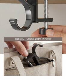 桌邊包掛鉤 免鑽孔桌側包包掛架 重型桌下包包收納架 適用學校辦公室宿舍 便攜式可調節夾式手提包背包掛鉤 - 桌鉤槍灰 - 查看 3