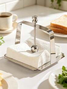 Pure Metal Paper Towel Holder, Square Frame, Restaurant/Hotel Dining Table Paper Towel Rack, Minimalist Napkin Holder, European-Style Paper Press Holder. - Multicolor - View 10