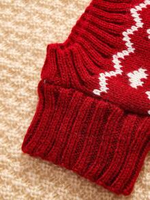 PETSIN 1pc Pet Holiday Style Christmas Wool Hat, Wool Ball Decoration Cat And Dog Universal Holiday Warm Hat, Suitable For Christmas Parties, Holiday Photography, And Holiday Dressing Up - Multicolor - View 8
