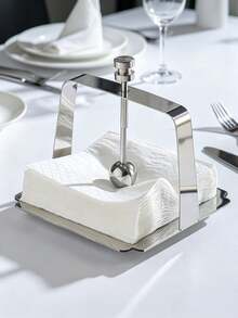 Pure Metal Paper Towel Holder, Square Frame, Restaurant/Hotel Dining Table Paper Towel Rack, Minimalist Napkin Holder, European-Style Paper Press Holder. - Multicolor - View 11