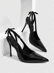 CUCCOO SZL Women's Pointed Toe Buckle Design Fashionable Elegant High Heels - Graphite Black - View 1