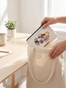 HELLO KITTY AND FRIENDS | SHEIN حقيبة مستحضرات تجميل مطبوعة برسومات كرتونية Hello Kitty And Friends مع سحاب، حقيبة تخزين متعددة الأغراض من القماش للقرطاسية والمكياج - متعدد الألوان - مشاهدة 7