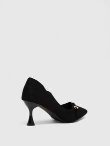 CUCCOO BIZCHIC Women's Shoes Metal Buckle Detail Pointed Toe Stiletto Lightweight Commute Black High Heel Pumps Daily Date Commute Fall Shoes - Black - View 6