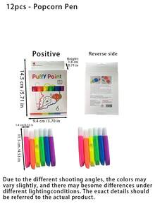 3D Fluffy Popcorn Pen Set - Multi Colored, Easy To Use, Suitable For Various Surfaces, Can Create Raised Bubble Patterns On Paper, Fabric, Glass, And Wood. Quick Drying, No Shedding - Multicolor - View 9