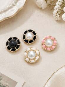 1 Pack 10 Pcs High‑End Hand Woven Pearl Buttons Metal Rope‑Thread Decorative Fasteners For Elegant Outerwear Tweed Coats Suits Blazers Hand‑Sewn Clothing Sewing Accessories - 10pcs - View 7