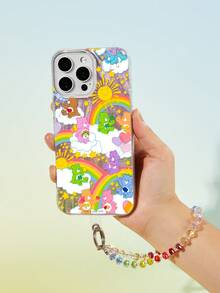 SHEIN X Care Bears Cartoon Printed Mobile Phone Case, With Mobile Phone Chain  , Suitable For 11-17 Pro Max - Multicolor - View 3