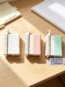 Mini 6 Hole Paper Puncher With Clear Waste Tray, Adjustable Position Guide Punch Machine For A5 20 Holes/B5 26 Holes/A4 30 Holes Loose Leaf Notebook Journal Planner, Portable Smooth Punch No Burr School Office Binding Stationery - multicolor - View 1