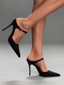 CUCCOO SZL Spring And Summer New Pointed Toe Backless High-Heeled Sandals Women's With Thin Heels Sexy Commuter Closed Toe Sandals Fall Shoes - Suede black - View 4