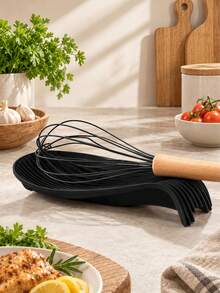 Haus Hana 1Pc/2Pcs Curved Spoon Rest Pad, Soft Thick Silicone Material, Striped Embossed Surface Texture, Heat-Resistant Anti-Slip Design With Liquid Drainage, Keeps Kitchen Counter Tidy, Placed Beside Stoves, For Home Cooks Daily Cooking And Food Prep Use - Multicolor - View 11