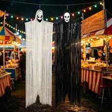 1 PC Halloween Decor Prop DIY Tassel Large Ghost Hanging Ornament, Ghost House Yard Atmosphere Decoration, Ghost Face Hanging Ghost Pendant - Ghost - View 2
