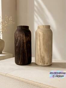 1PC Wooden Vase - Decorative Flower Vase For Home Decor, Rustic Farmhouse Style Centerpiece For Coffee Table Living Room Shelf - multicolor - View 1