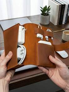 Electronics Organizer, Travel Cable Organizer Bag, PU Leather Electronic Device Storage Pouch, Water-Resistant Cord Organizer For Cables, Chargers, Power Bank, Earbuds, USB Drives, SD Cards, Portable Travel Pouch For Office, Commute And Home - View 6