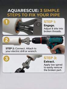 1PC Broken Screw Extractor Pipe Thread Remover For 1/2 Inch 3/4 Inch Pipes Remove Damaged Stripped Broken Bolts High Strength Durable Pipe Repair Tool Plumbing Tool Home Repair Essentials - 1Pc pipe broken wire remover - View 8