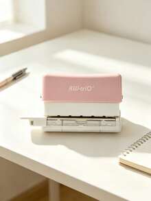 Mini 6 Hole Paper Puncher With Clear Waste Tray, Adjustable Position Guide Punch Machine For A5 20 Holes/B5 26 Holes/A4 30 Holes Loose Leaf Notebook Journal Planner, Portable Smooth Punch No Burr School Office Binding Stationery - multicolor - View 10