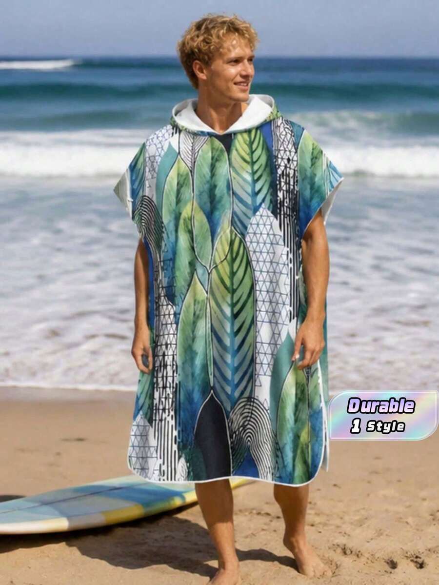 1件裝連帽衝浪換衣袍 可穿戴沙灘浴巾 快乾微纖維潛水衣換衣毛巾附口袋 男女衝浪者適用 - 彩色 - 查看 1