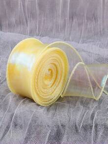 Gradient Iridescent Sheer Organza Ribbon Rolls, 4cm Width, About 9 Meters Per Roll, Shiny Transparent Chiffon Wavy Edge Ribbons For Gift Packaging, Floral Bouquet, Bow Making, Wedding DIY Decor - multicolor - View 25