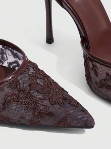 CUCCOO SZL Women's Fashionable Elegant Pointed Toe Buckle High Heels Spring Shoes - Brown - View 5