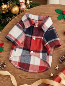 PETSIN 1pc Christmas Checkered Mixed Color Pet Shirt - Multicolor - View 1