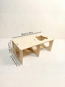 Beige Wooden Tunnel Hamster Cage, Solid Wood Platform Hamster Toy, Pet Habitat Decor Supplies For Small Pets - one-size - View 3