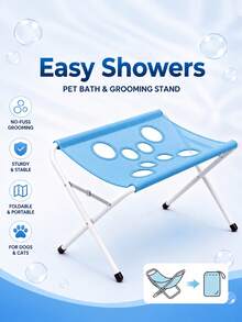Foldable Pet Grooming Station, Featuring A Hollowed-Out, Quick-Drying Mesh Surface And A Sturdy Support Frame To Help Restrain Your Pet During Bath Time, Minimizing Squirming And Reducing The Risk Of Scratches. Lightweight And Foldable - one-size - View 5