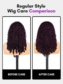 ALL READY WIG Wear Go 免膠黏捲髮黑醋栗棕色 13x6 蕾絲前假髮，預拔自然髮際線，180% 密度，18-24 英吋，柔軟彈力捲髮，易安裝，秋季靈感深酒紅色，適合女性 - S99JA - 查看 8