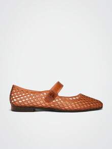 Maija Sepatu Pantai/Liburan Wanita Ujung Bulat dengan Hiasan Kristal - Coffee Brown - View 2