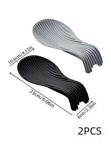 Haus Hana 1Pc/2Pcs Curved Spoon Rest Pad, Soft Thick Silicone Material, Striped Embossed Surface Texture, Heat-Resistant Anti-Slip Design With Liquid Drainage, Keeps Kitchen Counter Tidy, Placed Beside Stoves, For Home Cooks Daily Cooking And Food Prep Use - Multicolor - View 20