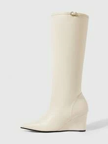 Daringsoles Vintage Maillard Suede Pointed Toe Heel Versatile And Thin Tall Autumn And Winter Tall Boots - Beige - View 1