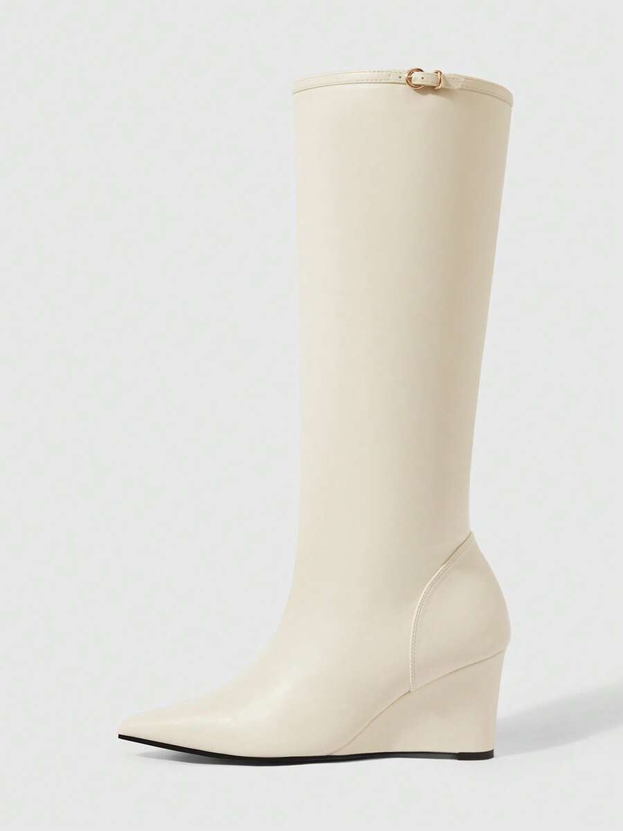 Daringsoles Vintage Maillard Suede Pointed Toe Heel Versatile And Thin Tall Autumn And Winter Tall Boots - Beige - View 1