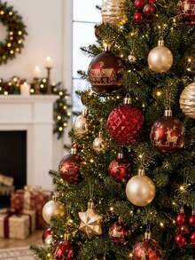 Cirelle 44pcs Christmas Ball Ornaments Set, Shatterproof Christmas Tree Ornaments Balls, Red & Gold Assorted Baubles Decor For Holiday Party - multicolor - View 2