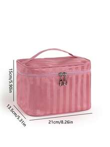 1 pieza Bolsa de almacenamiento de cosméticos portátil de gran capacidad para mujer, crucero, avión, regalo de vacaciones - Rosa - Ver 6