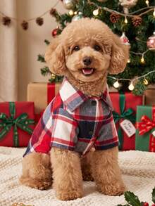 PETSIN 1pc Christmas Checkered Mixed Color Pet Shirt - Multicolor - View 3