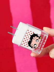 Betty Boop x SHEIN Cartoon Pattern Data Cable Protective Case, Suitable For IPhone Charger, Cute Cheese Pattern, 3-Piece Mobile Phone Data Cable Protective Case, Charger Protective Case (Excluding Data Cable) - Clear - View 5