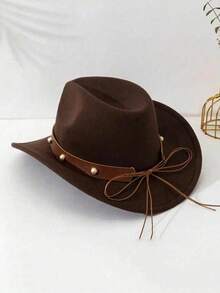 Dealstrict Cowgirl Hat For Women With Detachable Heart Decor, Boho Sun Protection Hat - Brown - View 4