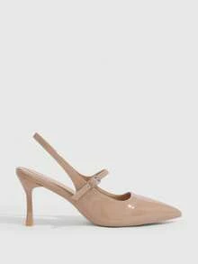 CUCCOO SZL Women's Pointed Toe Stiletto High Heel Slingback Pumps, Apricot Color, Fashionable Minimalist Sexy Party Banquet Gathering Date High Heels Fall Shoes - Apricot - View 2