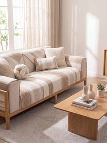 1Pc Four-Season Universal Sofa Cushion Chenier Modern Simple Non-Slip Sofa Cushion Cover, Machine Washable Room Decoration Pet-Friendly Protective Cover, Adjustable Corner Sofa Cover Suitable For Bedroom And Living Room Combination Cover Towel - Light coffee - View 6