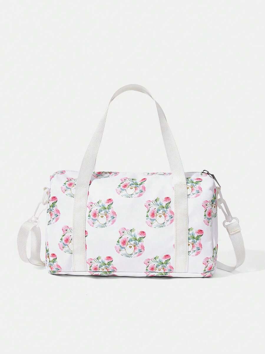 SHEIN X Care Bears حقيبة كتف كاجوال للتنقل بسعة كبيرة بأسلوب بانك - أخضر نعناع - مشاهدة 1